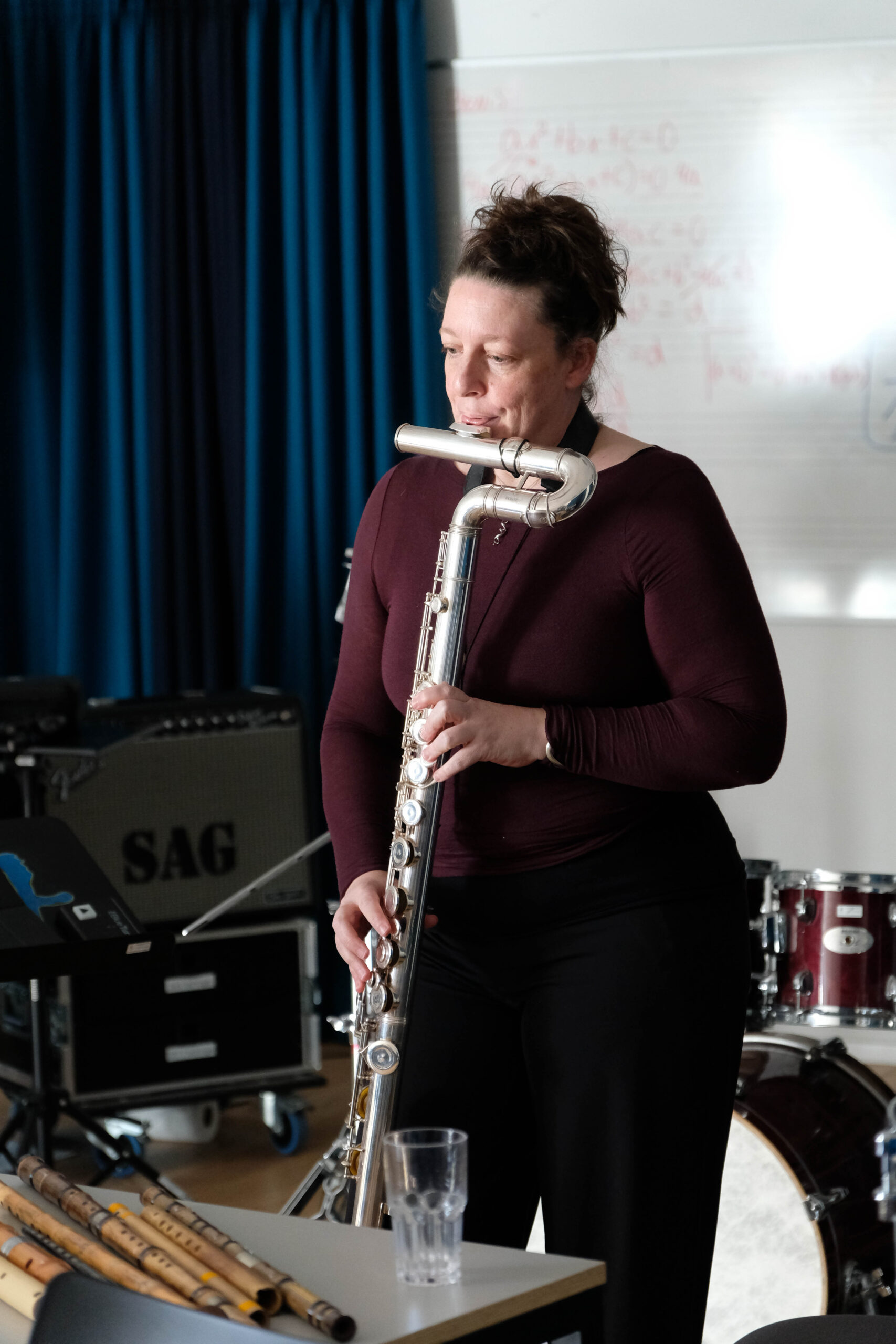 Demonstration of bass flute during Flute Studio Lab workshop