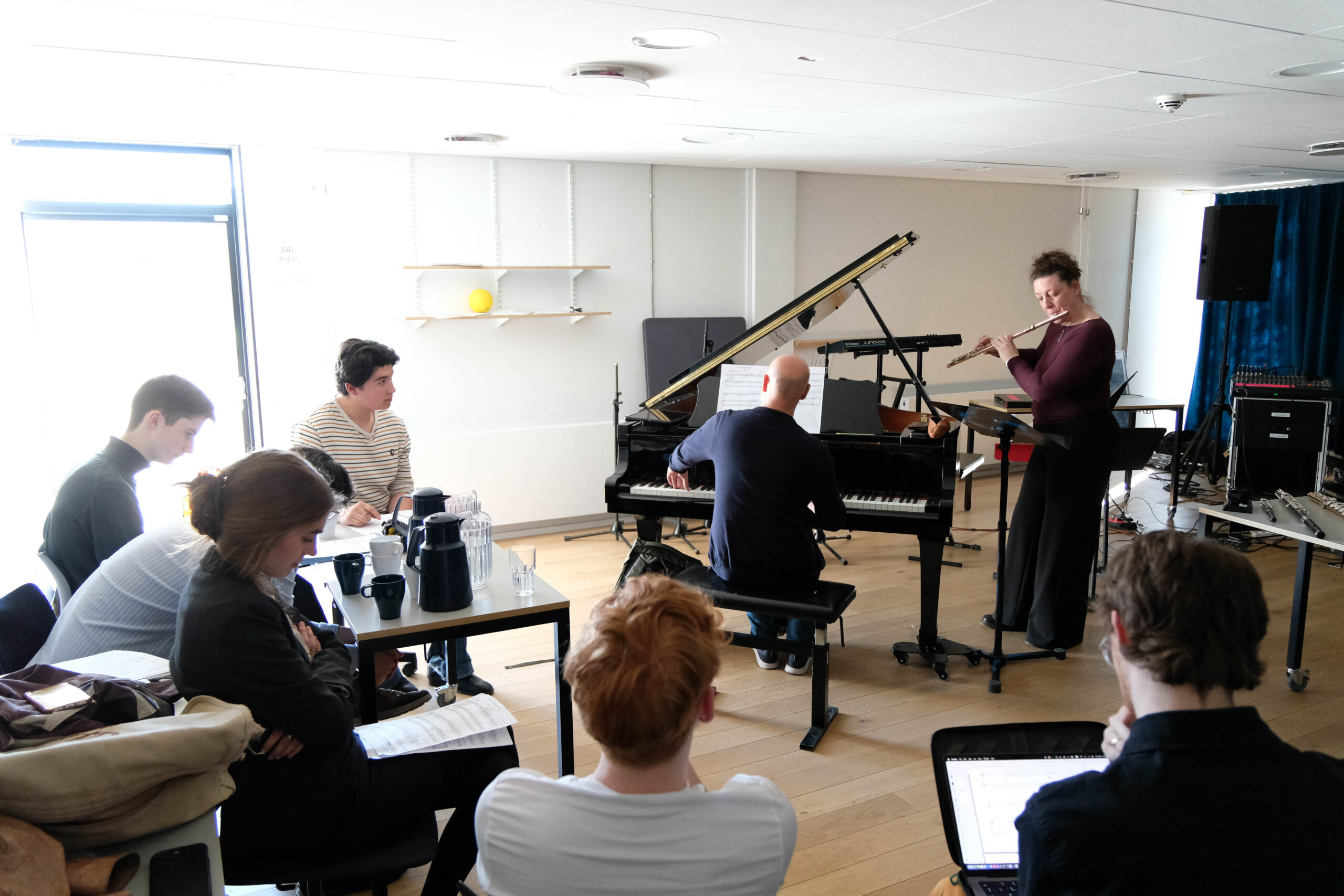Flute Studio Lab workshop with pianist and composers