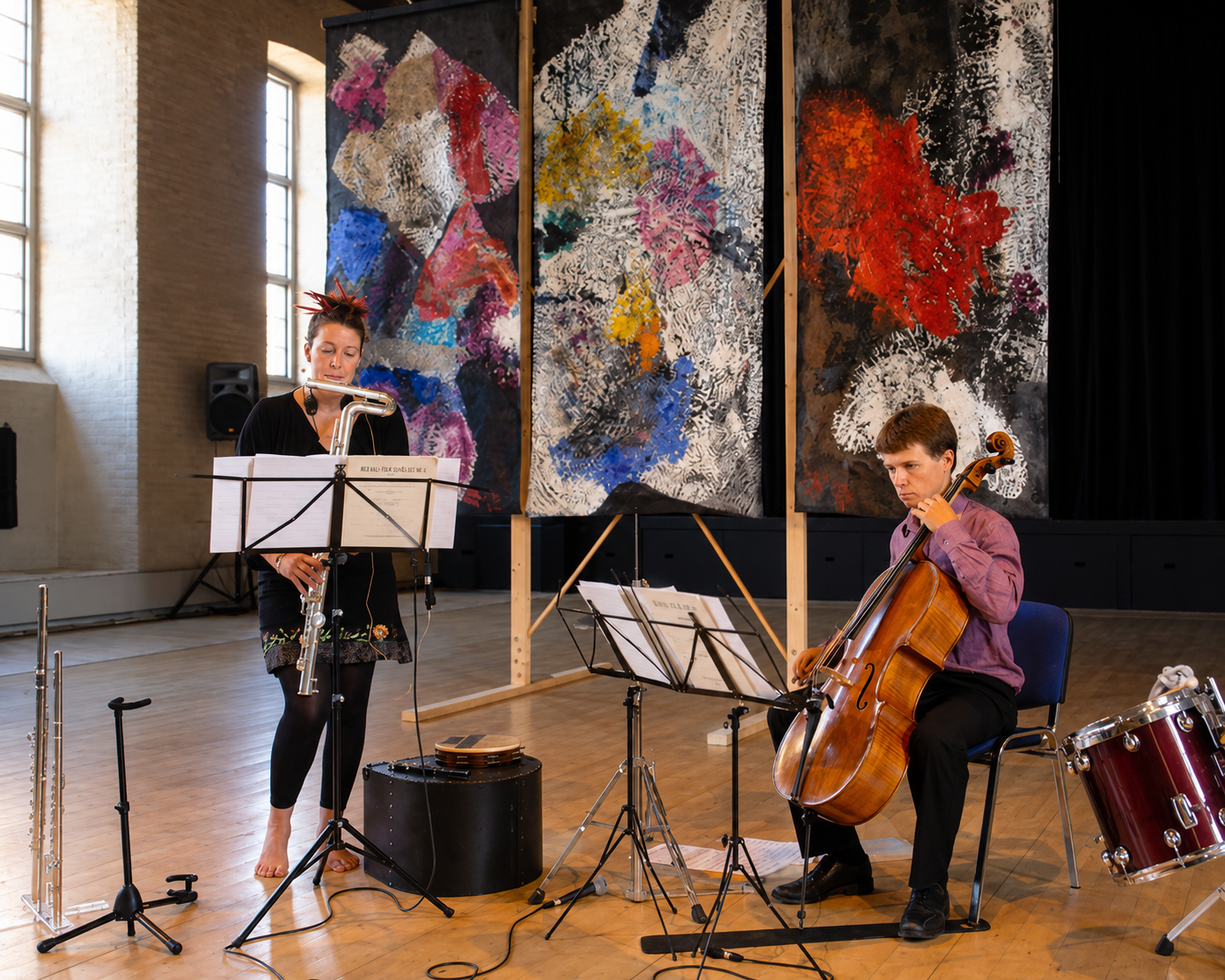 Flute family and cello rehearsal image