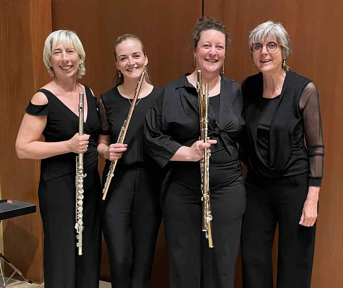Flutists after a performance of Rituel in memoriam Bruno Maderna by Pierre Boulez